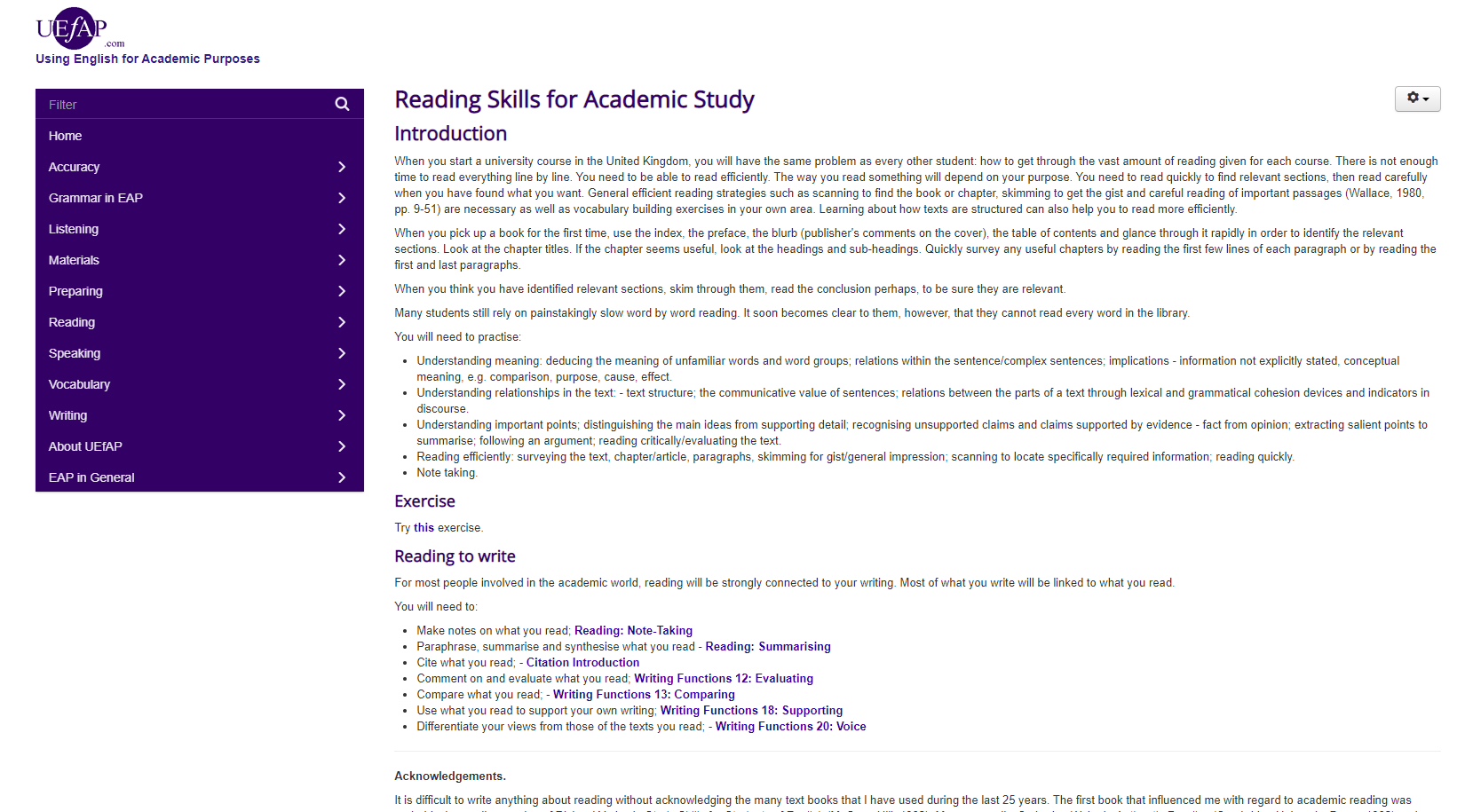 Reading skills for Academic Study